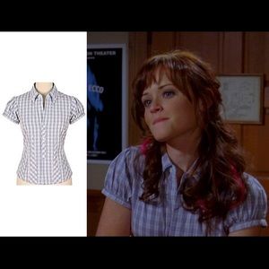 Anthropologie odille blue plaid shirt size 2